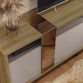 Móvel TV CRISTAL – 183,5x36x62 cm – MDP Cor de Mel e Cacau com Vidro E