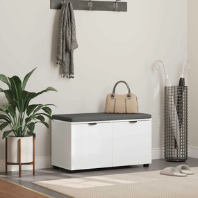 vidaXL Banco de Hall com almofada com porta Branco 80 x 46 x 46 cm