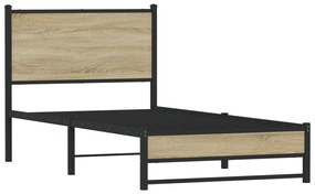 Estrutura de cama sem colchão 90x200 cm metal carvalho sonoma