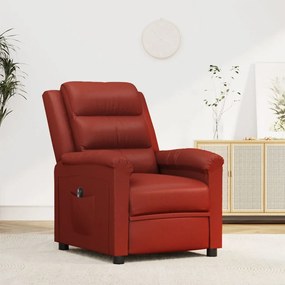 vidaXL Poltrona reclinável elétrica couro artificial vermelho tinto