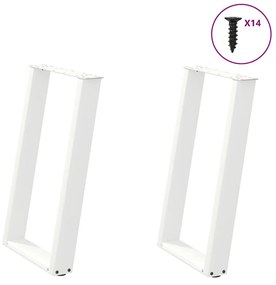 Pernas p/ mesa de jantar 2 pcs forma U 60x(72-73) cm aço branco