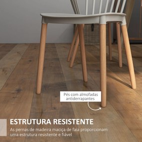 Conjunto de 4 Cadeiras Estilo Nórdico com Encosto Alto e Pés de Madeira de Faia 43x52,5x83 cm Cinza Claro