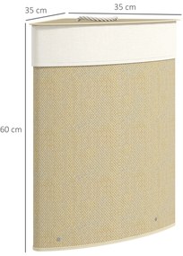 Cesto para Roupa Suja de Bambu de 55L com Tampa e Asa Saco Extraível e Lavável para Casa de Banho Quarto, 35x35x60 cm Creme