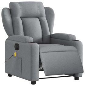 Poltrona de massagens reclinável elétrica tecido cinzento-claro