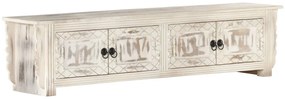 Móvel de TV 140x30x35 cm madeira de mangueira maciça branco