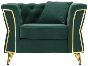 POLTRONA EMY COM ALMOFADA 104X83X76 CM VERDE E DOURADO