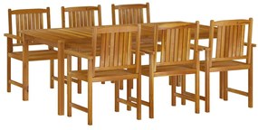 7 pcs conjunto de jantar para jardim madeira de acácia maciça
