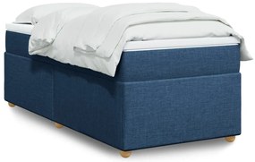 vidaXL Cama com molas/colchão 90x190 cm tecido azul