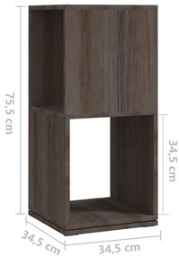 Armário giratório 34,5x34,5x75,5cm aglom. cinza/carv. castanho