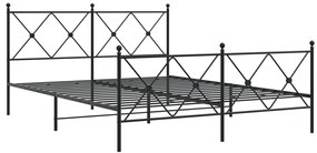 Estrutura de cama com cabeceira e pés 150x200 cm metal preto