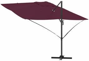 Guarda-Sol Cantilever Roma Vermelho Bordeaux 352x251x260 cm em Alumíni