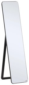 HOMCOM Espelho de Pé Espelho de Corpo Inteiro Retangular com 2 Formas de Uso para Dormitórios Corredor 37x43x156 cm Preto | Aosom Portugal