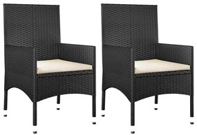 4 pcs conjunto lounge de jardim c/ almofadões vime PE preto