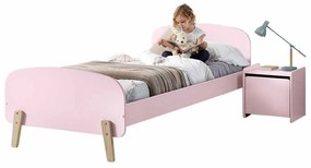 Conjunto cama infantil KIDDY (90x200) + Estrado + mesa de cabeceira Rosa