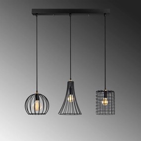 Chandelier Teltrio – Preto Antique – 91 x 25 x 49-129 cm