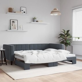 vidaXL Sofá-cama com gavetão 90x200 cm veludo cinzento-escuro