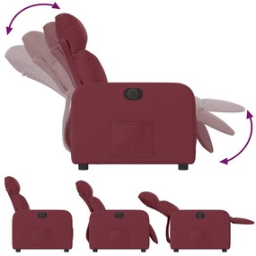 Poltrona elétrica reclinável tecido vermelho tinto
