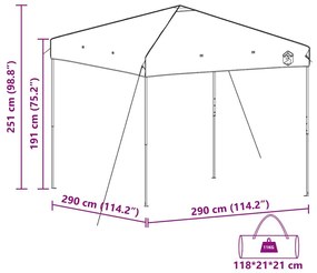 Tenda de Toldo Laranja 300 x 300 x 227 / 236 / 245 cm Tecido Oxford