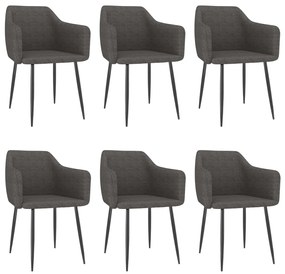 vidaXL Cadeiras de jantar 6 pcs tecido cinzento-escuro