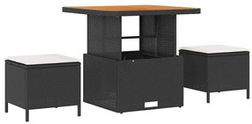 Conjunto de Sofá de Jardim com 9 Peças e Almofadas em Rattan Preto