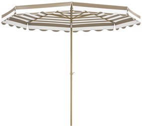 Chapéu de Sol de Jardim com Ângulo Ajustável Inclinável e Manivela Proteção UV 50 + Ø268x237 cm Cinzento claro, branco e caqui