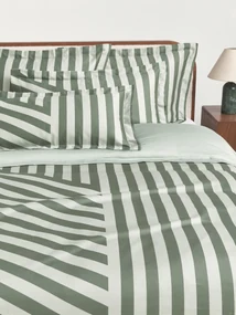 Capa de edredão em cetim de algodão às riscas Brendan