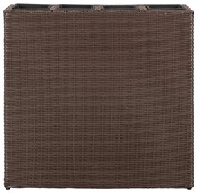 Floreira de jardim com 4 vasos 2 pcs vime PE castanho