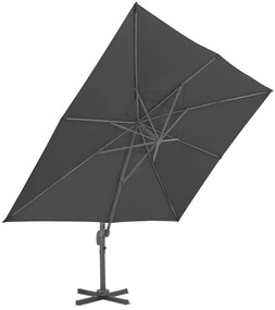 Guarda-sol de jardim cantilever c/ poste alumínio 4x3 m preto