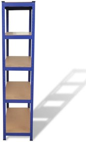 5-Layer Storage Shelf Blue Steel&amp;Madeira de engenharia