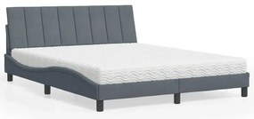 Cama com colchão 160x200 cm veludo cinzento-escuro