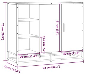 Aparador 92x35x76 cm derivados de madeira cinzento sonoma