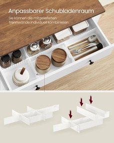 Armário de cozinha 40 x 80 x 80 cm com gavetas e portas em branco nuvem e castanho mel