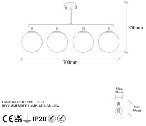 Chandelier Fazli – Preto Antigo – 70 x 15 x 35 cm