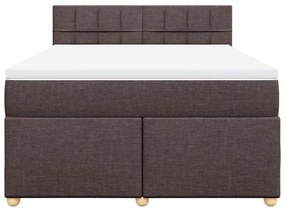 Cama com molas/colchão 160x200 cm tecido castanho-escuro