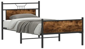 Estrutura de cama sem colchão 107x203 cm carvalho fumado