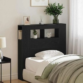 Cabeceira de Armazenamento vidaXL com Luzes LED Carvalho Preto 100x18,5x103,5 cm