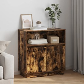 vidaXL Buffet com LED Carvalho Fumado 71x34,5x75 cm Madeira de Ingeneria