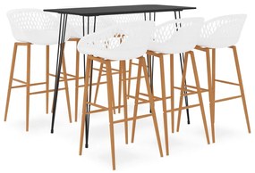 vidaXL 7 pcs conjunto de bar preto e branco