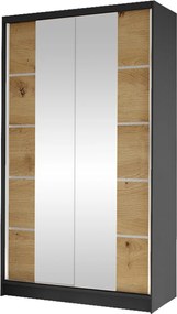 Roupeiro Closico 168, Carvalho Artisan, Preto, 200x100x58cm, 89 kg, Portas para roupeiro: Deslizante, Número de prateleiras: 4, Número de prateleiras: 4