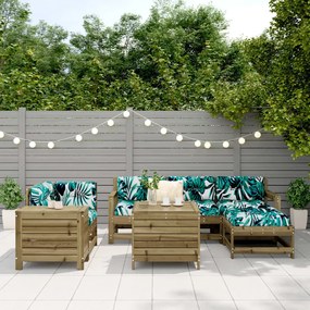 7 pcs conjunto sofás jardim madeira de pinho impregnada
