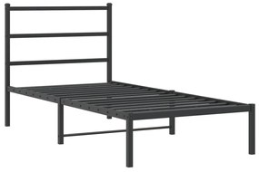 Estrutura de cama com cabeceira 90x190 cm metal preto