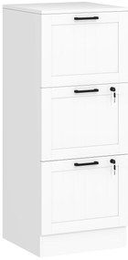 HOMCOM Bloco de Gavetas para Escritório com 3 Gavetas para Escritório com Fechaduras Gavetas Suspensas para A4 40x40x101 cm Branco | Aosom Portugal