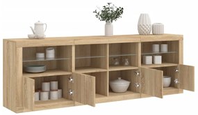 Aparador com luzes LED 202x37x67 cm carvalho sonoma