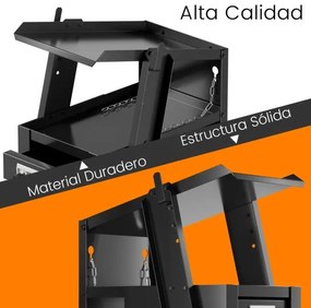 Carrinho de soldadura oficina com 4 gavetas com depósito e corrente de segurança para TIG MIG ARC e cortador de plasma Preto