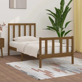 vidaXL Estrutura de cama solteiro 90x190cm madeira maciça castanho mel