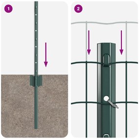 Cercas Euro com 11 Postes Verdes 0,4x25 m Aço