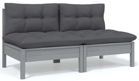 5 pcs conjunto lounge de jardim c/ almofadões pinho maciço