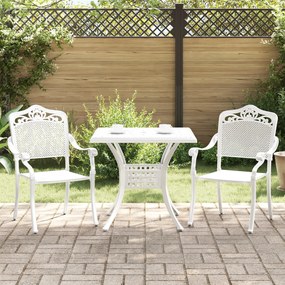 Conjunto Bistro de Jardim 3 Peças vidaXL Branco em Alumínio Fundido