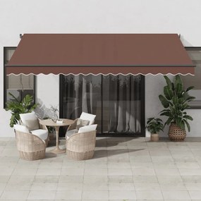 Toldo retrátil manual com luzes LED 450x350 cm castanho