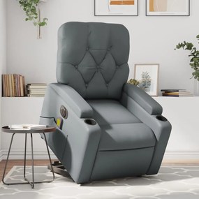 vidaXL Poltrona reclinável elevatória elétrica couro artificial cinza